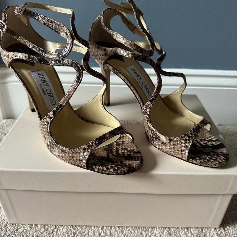 Jimmy Choo Ivette in snakeskin, size 38.5